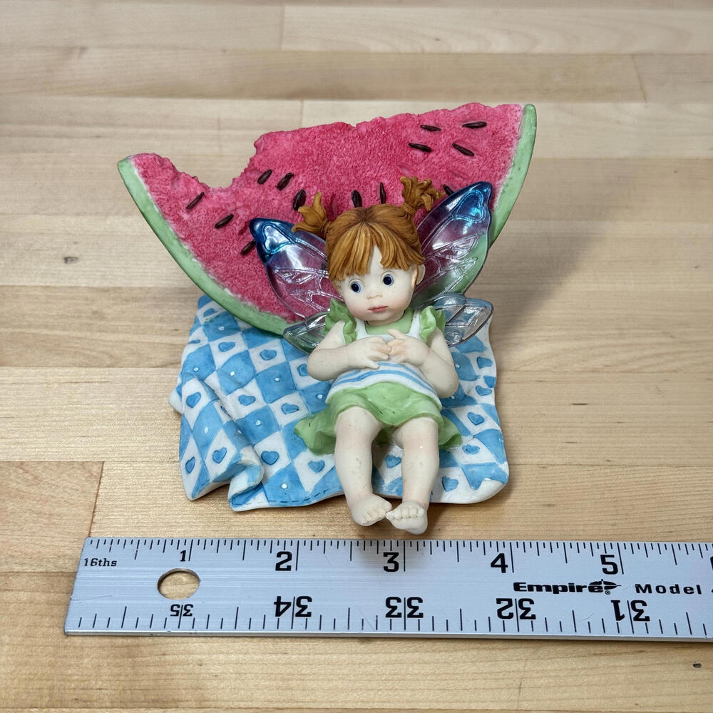 Decorative Fairy Figurine with Watermelon Slice Tummy Ache Fairie Enesco 4004988 - Picture 7 of 8